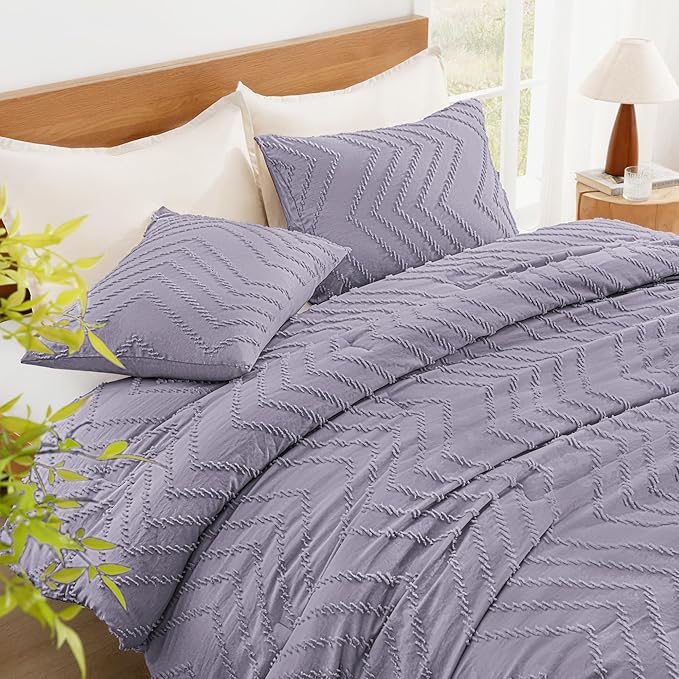 Litanika Purple King Comforter Set, 3 Pieces Lightweight Tufted Bedding Sets, Down Alternative Comforter Fluffy Bed Set Gift Choice