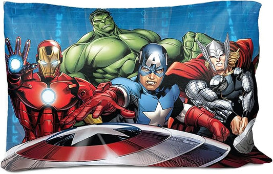 Jay Franco Marvel Avengers Halo 2 Pack Pillowcase - Double-Sided Kids Super Soft Bedding Features Captain America, Hulk, Iron Man, & Spiderman