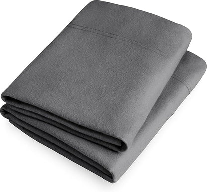 Bare Home Flannel Standard Pillowcases Set of 2 - 100% Cotton - Velvety Soft & Cozy - Double Brushed Heavyweight Flannel Pillowcases (Standard Pillowcase Set of 2, Grey)