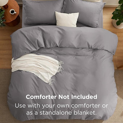 Bedsure Duvet Cover with Fitted Sheet King - Cooling Deep Pocket, Hotel Luxury Soft Double Brushed Bedding Set with Zipper Closure, 1 Duvet Cover, 1 Fitted Sheet, 2 Pillow Shams, NO Comforter, Grey