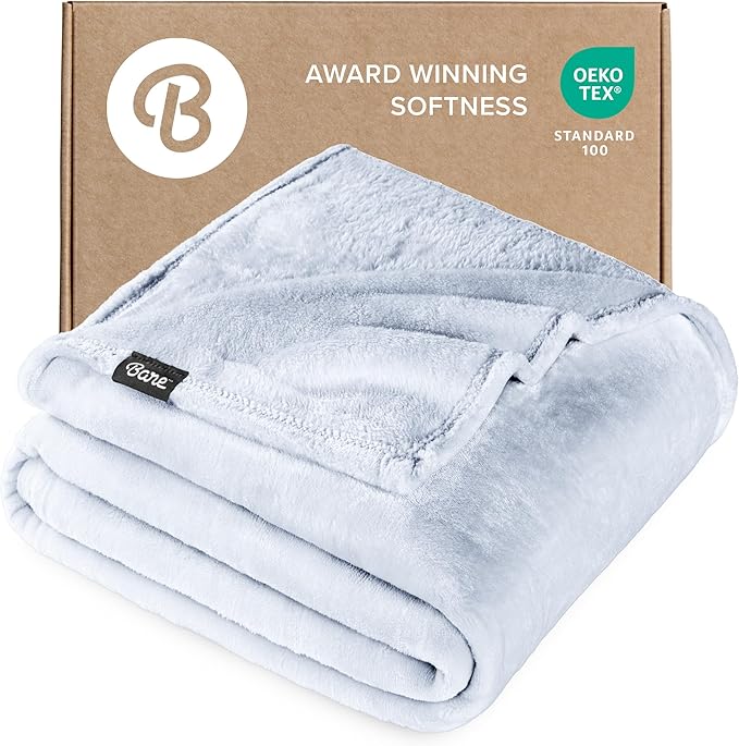 Bare Home Fleece Blanket - King Size - Ultra-Soft Lightweight for Bed, Sofa, and Couch - Luxury Microplush - Cozy Warm Blanket (King, Blue Mist)