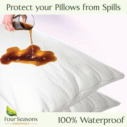 Four Seasons Essentials Body Size Waterproof Pillow Protector (Set of 1) - Natural Viscose derived from Bamboo Pillow Covers - Hypoallergenic Dust Proof Zippered Encasements for 20" x 54" Pillows
