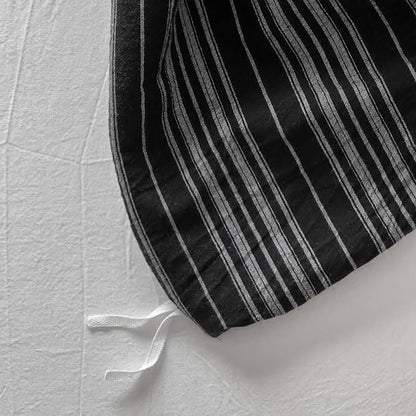 Striped Twin Size Duvet Cover Black Washed Cotton Twin Comforter Cover Grey Vertical Stripe Farmhouse Zipper Duvet Cover Set with Ties Soft Boho Bedding Set Minimalist Duvet Protector