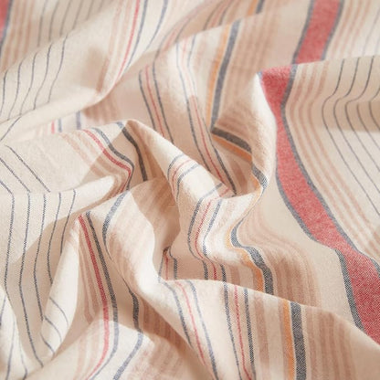 HighBuy Twin XL Size Comforter Set,Striped Bedding Set 3 Piece Brown Pink Stripes Pattern Printed Comforter Fluffy Lightweight Bedding Comforter Set for Teen Girls,1 Comforter,2 Pillowcases