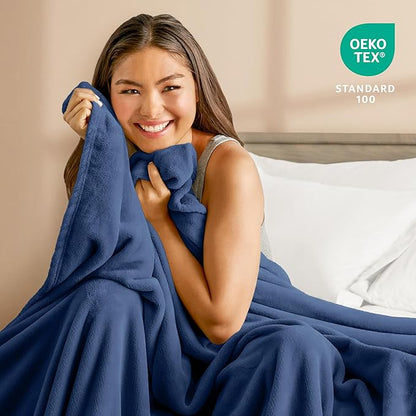 Bare Home Fleece Blanket - Twin/Twin Extra Long - Ultra-Soft Lightweight for Bed, Sofa, and Couch - Luxury Microplush - Cozy Warm Blanket (Twin/Twin XL, Dark Blue)