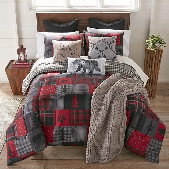 Donna Sharp King Comforter Set - 3 Piece Set - Red Forest - King Comforter and Two King Pillow Shams - Machine Washable - Perfect for Rustic Décor
