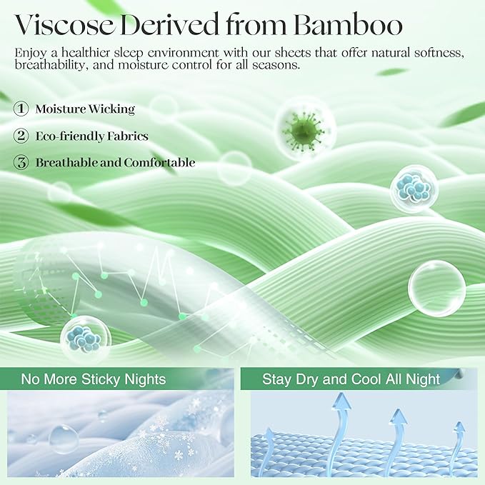 Silver Infused Bed Sheets Set, Temperature-Regulating Fabric with Self-Cleaning Technology for 3X Freshness Sleep, Genuine Organic Viscose Derived from Bamboo (OffWhite, Full XL)