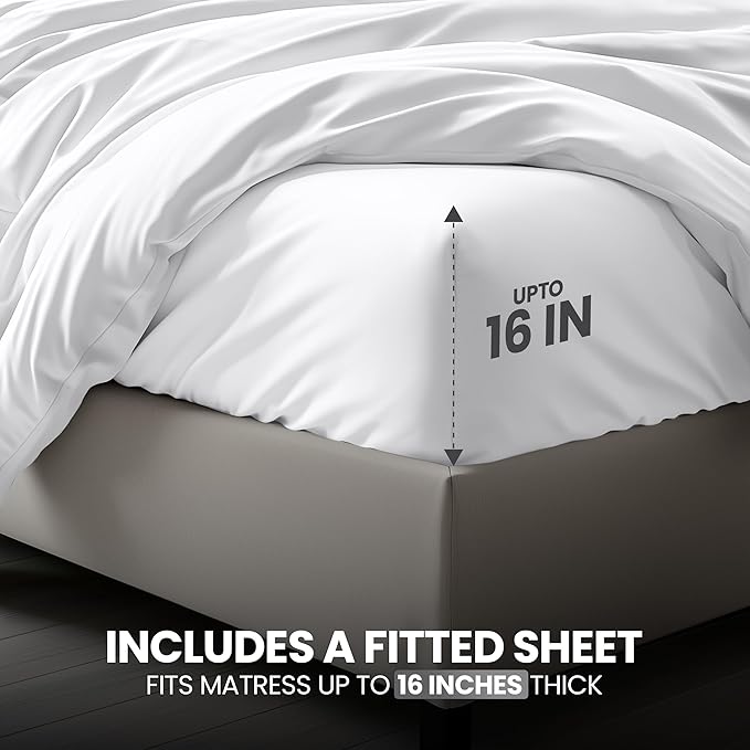 Utopia Bedding Duvet Cover King with Fitted Sheet (78x80) - 2 Pillow Case King - All Season Luxury Bed in a Bag with Zippered Duvet Cover - No Comforter (White)