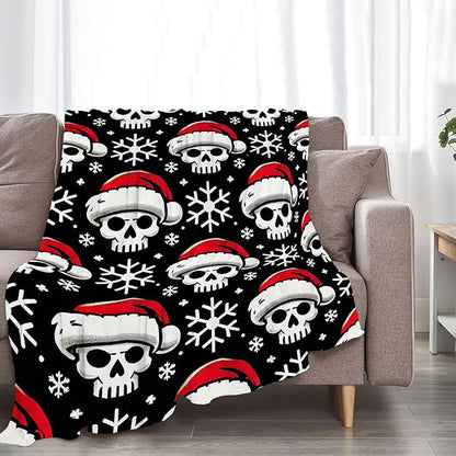 Gothic Christmas Skull Blanket Super Soft Warm Fluffy Fleece Flannel Throw Blanket Cozy Fuzzy Plush Stuff Bedding Blankets Gifts for Women Kids Boys Girls Adults 60"X50"