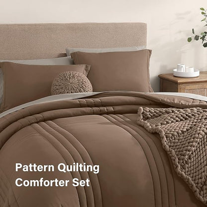 Monbix California King Size Comforter Set - 7 Pieces Bed in a Bag California King, Bedding Sets with Comforter, All Seasons Comforter Bed Set with Sheets, Pillowcases & Shams