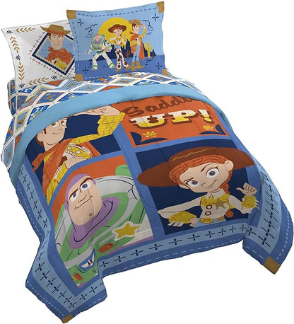 Jay Franco Kids Comforter Set Includes Sheets and Pillow Covers - Soft and Cozy Bed Set for Stylish Room Decor, Official Licensed Bedding, Blue - Toy Story, 7 Piece Queen