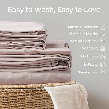 Viscose Bamboo Bed Sheets Full Sizes 4PC Set - Cooling Bedding for Hot Sleepers with Moisture Wicking Technology - Silky Soft 16 Inch Deep Pocket - Blush 54"x75"