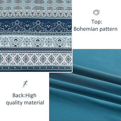 Cottolester Boho Comforter Set King Size 8 Pieces, Teal Blue Comforter Bohemian Striped Bed in A Bag, Soft Microfiber Bedding Set for All Seasons