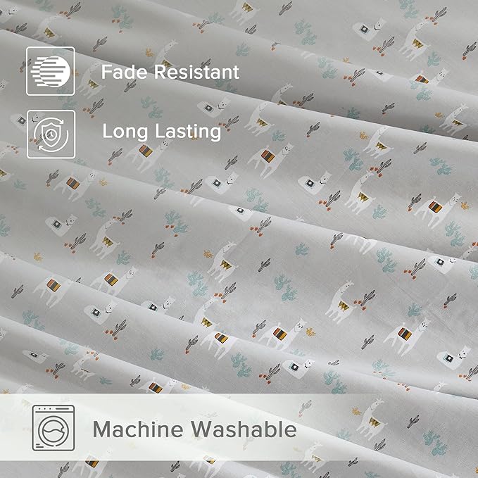 Comfort Spaces 100% Cotton Sheet Set Breathable, Lightweight, Soft with 12" Elastic Pocket Fits up to 14" Mattress, All Season Cozy Bedding, Matching Pillow Case, Twin XL Lama Multi 3 Piece