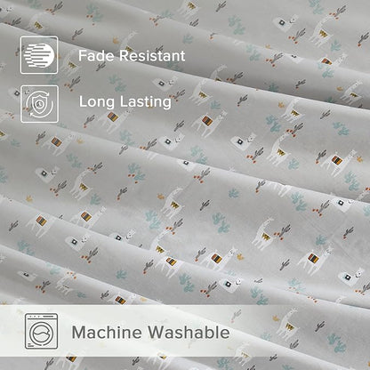 Comfort Spaces 100% Cotton Sheets Queen, Breathable, Naturally Cool Cotton Sheets, Soft Cotton Bed Sheets with 14" Elastic Pocket Fits up to 16" Mattress, All Seasons Sheet Set, Lama Multi 4 Piece