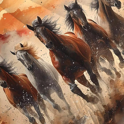Horse Comforter Set Twin: Galloping Horse Bedding Set for Kids Teens Girls Boys Women Bed Bedroom Dorm Western Quilt 1 Comforter + 1 Pillow Case