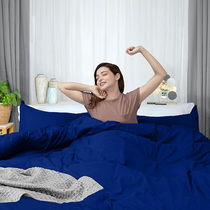Utopia Bedding Duvet Cover King Size - 3 Piece with Zipper Closure - 1 Comforter Cover 104X90 Inches & 2 Pillow Shams 20X36 Inches (Royal Blue) Comforter Not Included