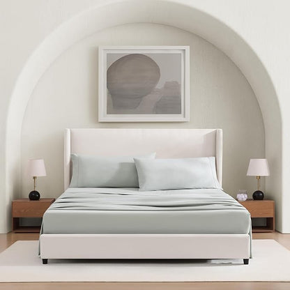 UGG Hedi Cali King Sheet Set 4-Piece Luxury Cooling Sheets Deep Pockets Premium Bedding with 2 Shams Hypoallergenic Machine Washable Soft Lightweight Bed Set for Room, California King, Mineral Green