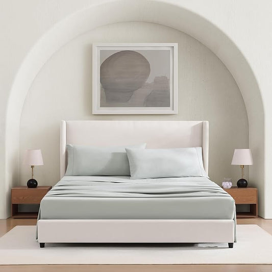 UGG Hedi Cali King Sheet Set 4-Piece Luxury Cooling Sheets Deep Pockets Premium Bedding with 2 Shams Hypoallergenic Machine Washable Soft Lightweight Bed Set for Room, California King, Mineral Green