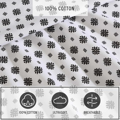 Eddie Bauer - Full Sheet Set, Premium Cotton Percale Bedding Set, Super Soft Home Decor, Oeko-Tex Certified (Fairisle Sprinkle Black, Full)