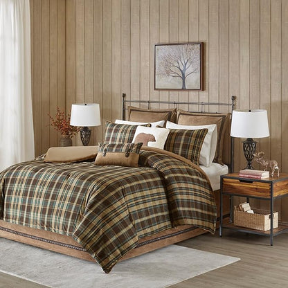Woolrich Rustic Lodge Cabin Comforter Set - All Season Down Alternative Warm Bedding Layer and Matching Shams, Oversized King, Hadley Plaid, Multi