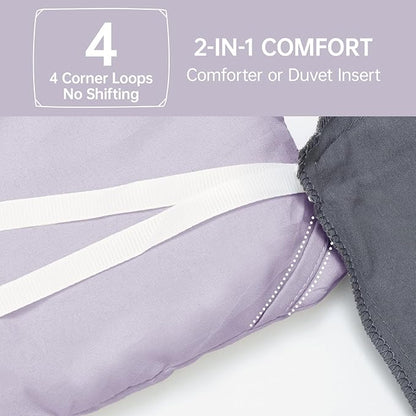 MUXHOMO Queen Comforter Set, All Season Ultra Soft Down Alternative Bedding - 3 Piece Lightweight Bed Set Includes 1 Comforter (90"x90") and 2 Pillow Shams (20"x26"), Lavender