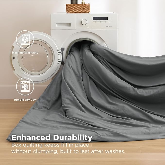 Bedsure Removable Cover with Comforter Duvet Insert Queen - 4 Pieces Dark Gray Prewashed Soft Bedding Set for All Seasons Use, Includes 1 Duvet Cover, 1 Comforter, 2 Pillow Shams