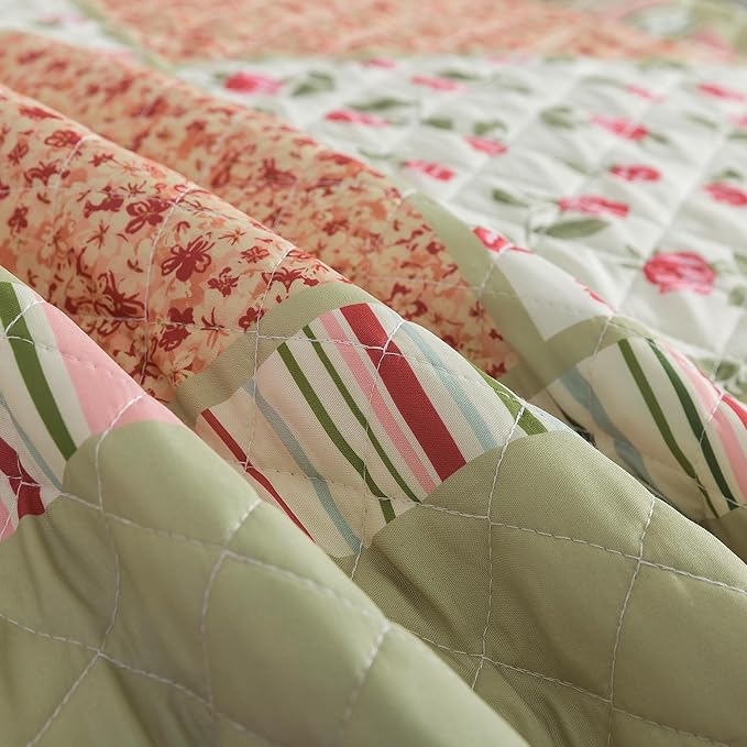 HoneiLife King Size Quilt Sets - 3 Piece Microfiber Quilt Set Lightweight Bedspreads Reversible Coverlets Rustic Bed Cover King Quilt Bedding Set All Season Use