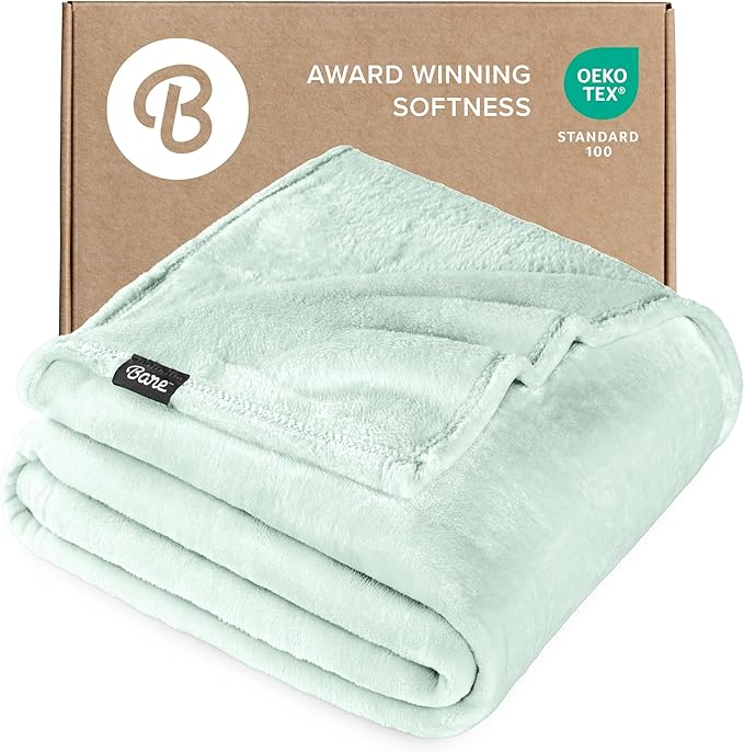 Bare Home Fleece Blanket - Throw/Travel - Ultra-Soft Lightweight for Bed, Sofa, and Couch - Luxury Microplush - Cozy Warm Blanket (Throw/Travel, Spring Mint)
