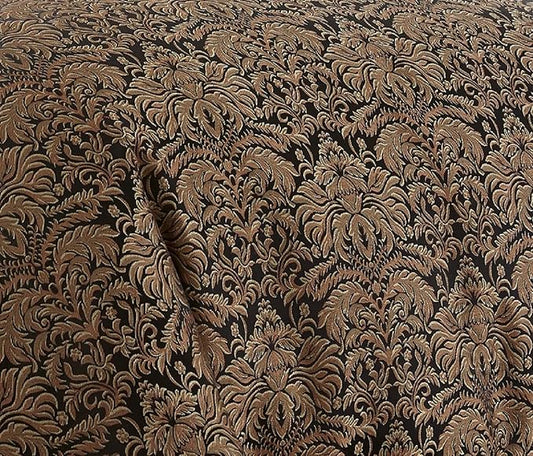 Chezmoi Collection 7-Piece Black/Gold Diamond Floral Medallion Jacquard Woven Comforter Set, King