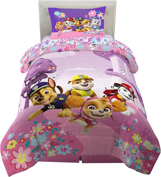 Paw Patrol Girl Skye Kids Bedding Super Soft Reversible Microfiber Comforter and Sheet Set, 4 Piece Twin Size, (Officially Licensed Product) Product By Franco | Durable, Reversible, Officially Licensed