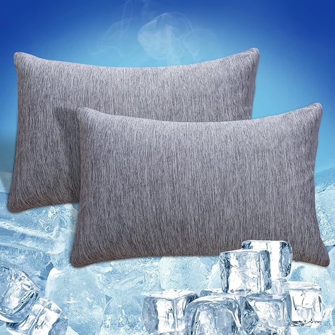 CHOSHOME Cooling Pillow Cases Zipper Pillow Covers Q-Max > 0.45 Zippered Pillowcases for Hot Sleepers, Soft, Breathable, Skin-Friendly, 2 Pack (Queen, 20"x30", Grey)