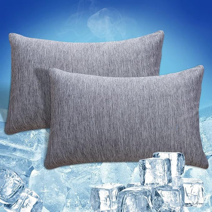 CHOSHOME Cooling Pillow Cases Zipper Pillow Covers Q-Max > 0.45 Zippered Pillowcases for Hot Sleepers, Soft, Breathable, Skin-Friendly, 2 Pack (Queen, 20"x30", Grey)