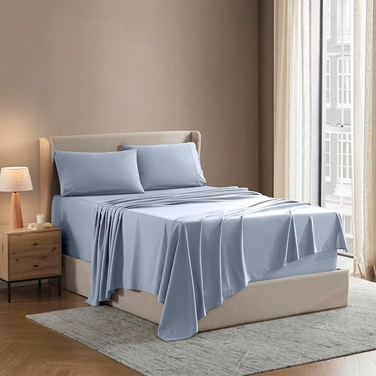 Nestl Full Sheet Set - Luxury 1800 Ultra-Soft Microfiber Full Bed Sheets - Double Brushed - Deep Pockets - Easy Fit - 4 Piece Set - Bedding Sheets & Pillowcases (Full, Ice Blue)