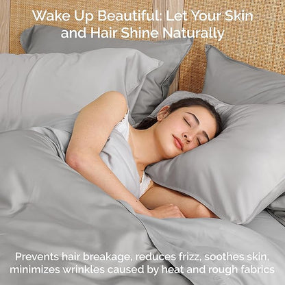 Viscose Bamboo Sheets King Size 4PC Set - Cooling Sheets for Hot Sleepers with Moisture Wicking Technology - Silky Soft 18 Inch Deep Pocket - Gray Mist 76"x 80"