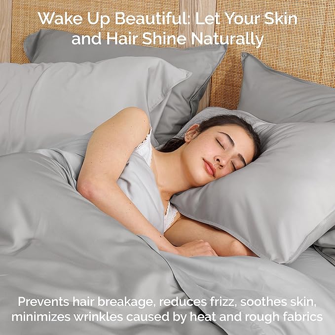 Viscose Bamboo Bed Sheets Full Sizes 4PC Set - Cooling Bedding for Hot Sleepers with Moisture Wicking Technology - Silky Soft 16 Inch Deep Pocket - Gray Mist 54"x75"