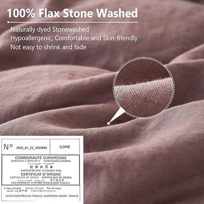 Simple&Opulence 100% Linen Pillow Case Queen Size Set of 2, Purple Pillow Covers with Overlap Closure, Luxury Breathable Pillowcases Protectors Suitable for All-Season (20" X 26", Purple)