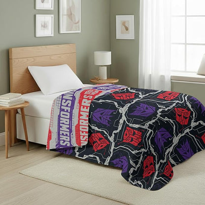 Northwest Transformers Logo Quilted Blanket, Comfy Throw, Adults Boys Girls, Soft Lightweight Bedding for Bed, or Couch, 60 x 80 inches