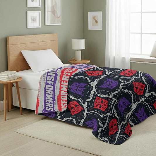 Northwest Transformers Logo Quilted Blanket, Comfy Throw, Adults Boys Girls, Soft Lightweight Bedding for Bed, or Couch, 60 x 80 inches