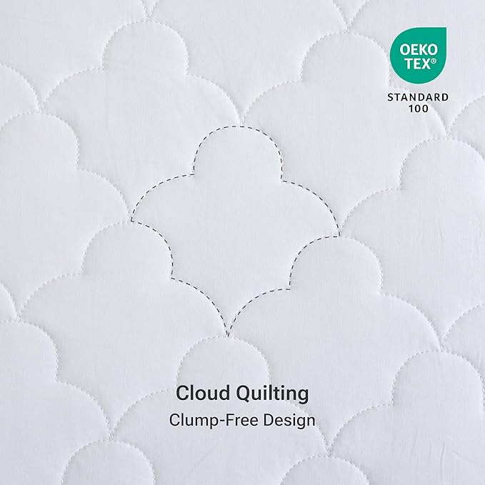 Sleep Philosophy Cal King Mattress Pad, Cotton Mattress Protector Classic Cloud Quilted Bed Cover, All Natural Breathable Mattress Topper Fitted Pocket Fits Up to 18", Machine Washable, White