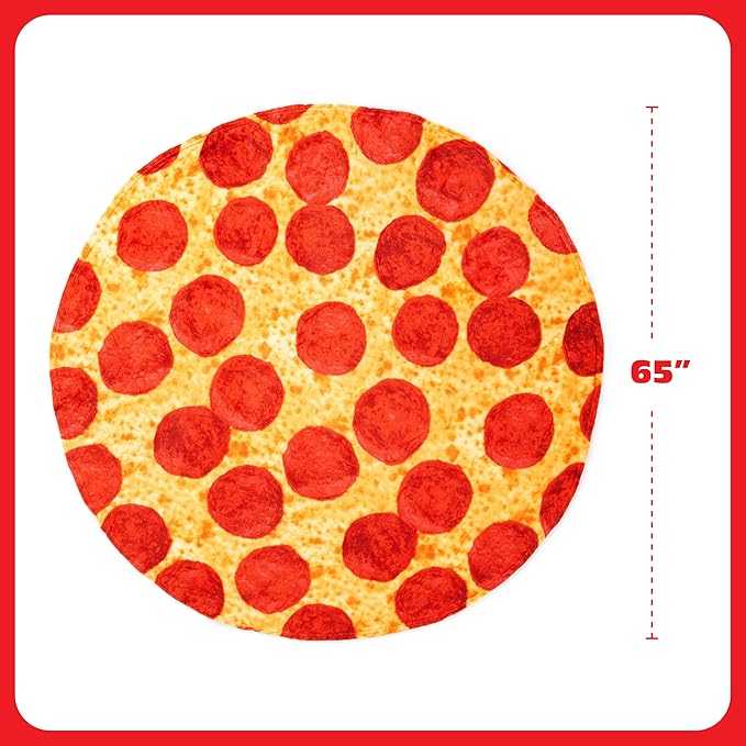 Cozy Concepts Co. Pizza by Relatable Viral Trend Throw Blanket, Looks Like Giant Pizza to Wrap Yourself Up, Fun Easter Blanket Room Decor or Easter Basket Stuffers Gift, Large 65” Cozy Fleece Blanket