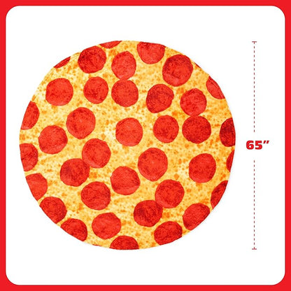 Cozy Concepts Co. Pizza by Relatable Viral Trend Throw Blanket, Looks Like Giant Pizza to Wrap Yourself Up, Fun Easter Blanket Room Decor or Easter Basket Stuffers Gift, Large 65” Cozy Fleece Blanket