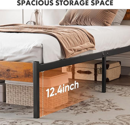 OLIXIS Twin Size Metal Platform Bed Frame - Mattress Foundation with Headboard and and Footboard, No Box Spring Needed with 700LBS Sturdy Wooden Slats Support, Noise Free, Easy Assembly