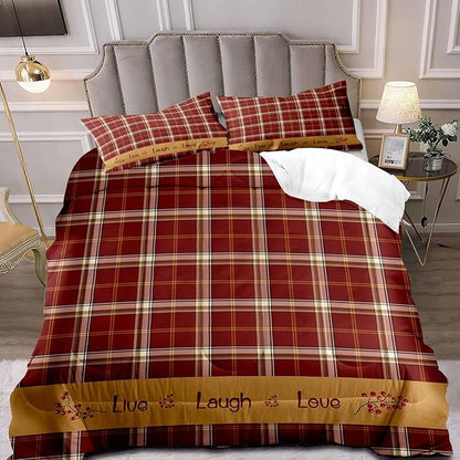 LUVIVIHOME 2PCS Red Gingham Comforter Set Twin Size, Red Berry Check Bed Set, Grid Checkered Quilt, Farmhouse Bedding, Check Primitive Country Rustic Vintage Buffalo Plaid Comforter, 1 Pillow Sham