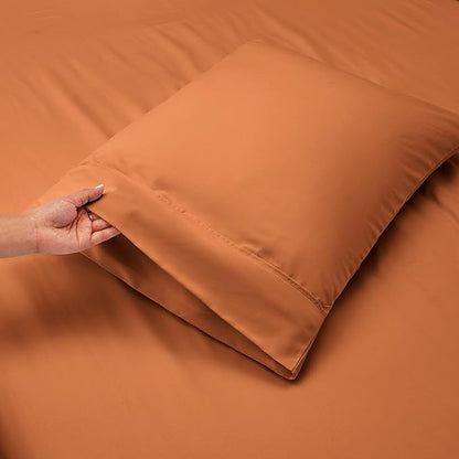 Nestl Twin Size Sheet Set, 4 Piece Extra Deep Pocket (18-24 inches), Microfiber, Hotel Luxury, Soft, Breathable, Wrinkle-Free, Easy to Care, Rust