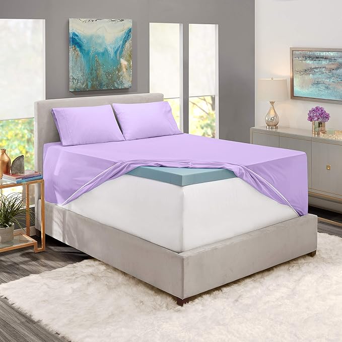 Nestl Queen Size Sheet Set, 4 Piece Extra Deep Pocket (18-24 inches), Microfiber, Hotel Luxury, Soft, Breathable, Wrinkle-Free, Easy to Care, Lavender