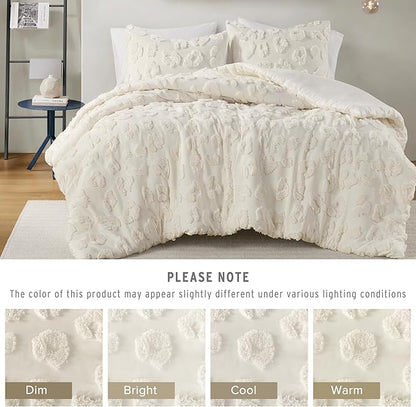 Intelligent Design Twin Comforter Set Chenille Tufted Animal Print Pattern Comforters Twin Size, All Season Fluffy Bedding Soft Microfiber Reverse, Larissa, Twin/Twin XL Off-White 2 Piece