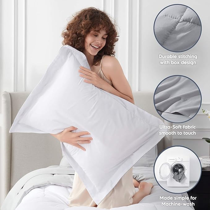 Nestl 5 Piece Twin XL Comforter Set – White Reversible Bed in a Bag – Complete Twin XL Size Bedding Set with Sheets, Pillowcase and Sham
