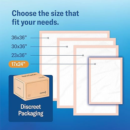 Chucks Premium Disposable Underpads 17”x24” [100-Count] Ultra Absorbent Chux Incontinence Bed Pads with Adhesive Tape for Adults, Baby Changing, Travel, and Pet Training – 17x24 Bulk Pack