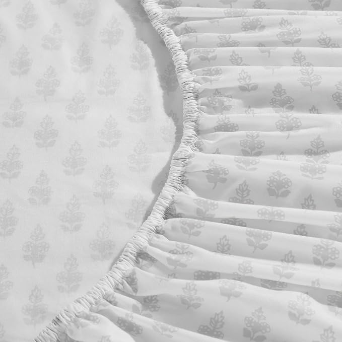 Laura Ashley - Twin Sheets, Lightweight & Breathable Cotton Percale Bedding Set with Matching Sham(s), Oeko-Tex Certified (Francesca Grey, Twin)
